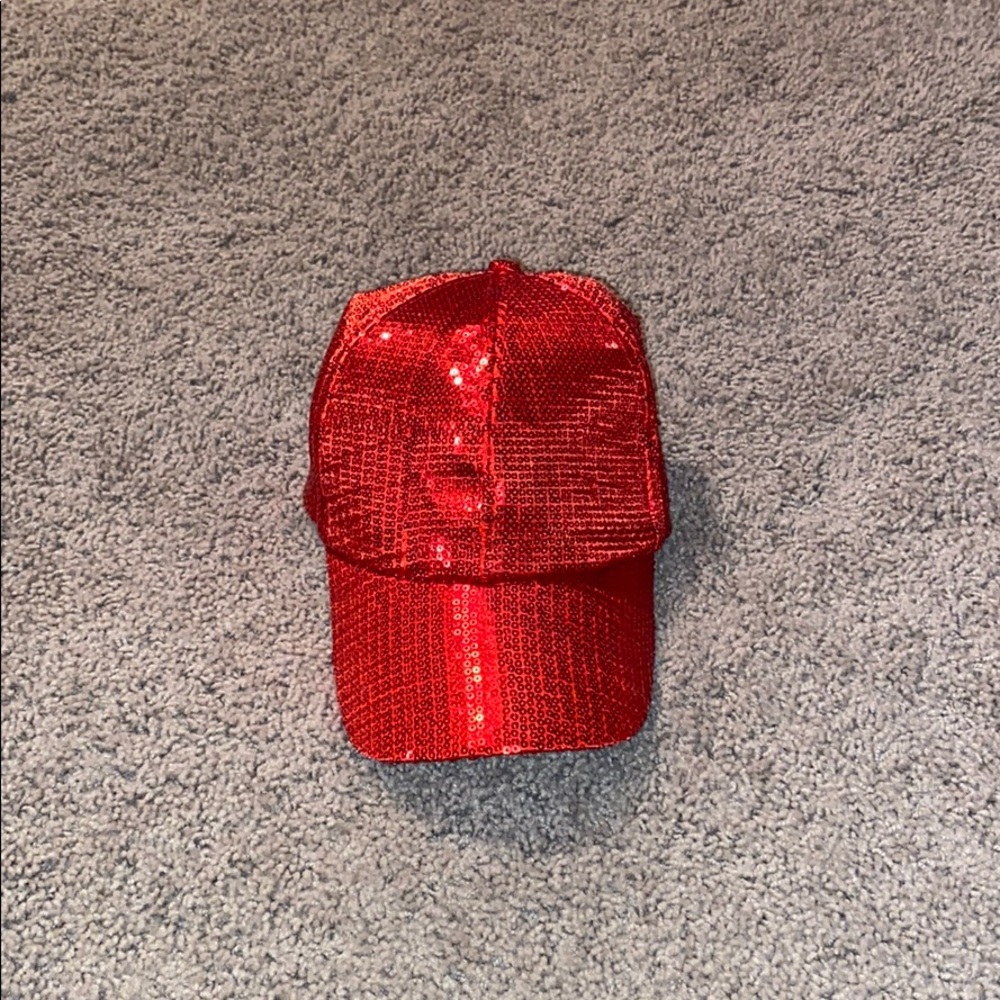 ⭐️3 for $20! Red sparkly baseball cap